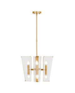 Celeste Clear Glass Lanterns Ceiling Pendant Light In Antique Brass