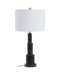 Elara White Shade Table Lamp With Black Marble Base