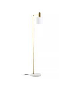 Newton White Shade Floor Lamp With Gold Metal Base