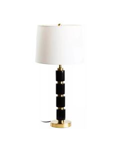 Nula White Shade Table Lamp With Black And Gold Base