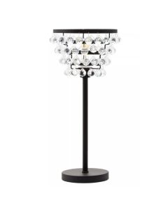 Hutchinson Clear Crystal Table Lamp With Black Metal Base
