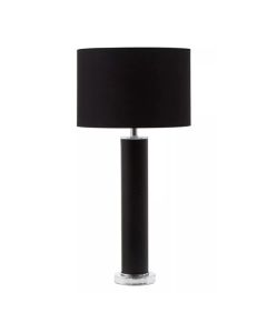 Hanah Black Snake Leather Effect Shade Table Lamp With Chrome Base