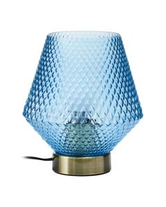 Noble Blue Glass Shade Table Lamp With Gold Metal Base