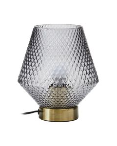 Noble Grey Glass Shade Table Lamp With Gold Metal Base