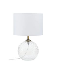 Noa White Fabric Shade Table Lamp With Clear Glass Globe Base