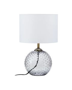 Noa White Fabric Shade Table Lamp With Grey Glass Globe Base