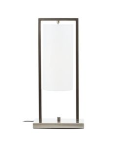 Atkins White Fabric Shade Table Lamp With Satin Nickel Metal Frame