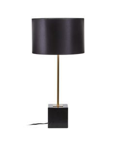 Murdoch Black Linen Shade Table Lamp With Black Marble Base