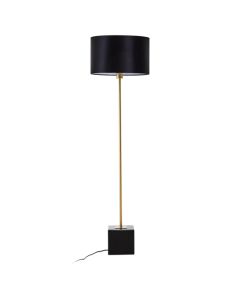 Murdoch Black Linen Shade Floor Lamp With Black Marble Base
