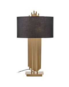 Impero Balck Linen Shade Table Lamp With Gold Iron Metal Base