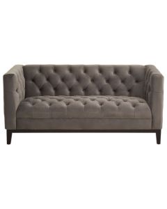 Sabine Velvet 2 Seater Sofa In Grey With Black Wooden Legs