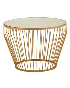 Avantis Mirrored Tapered Design Side Table With Gold Frame