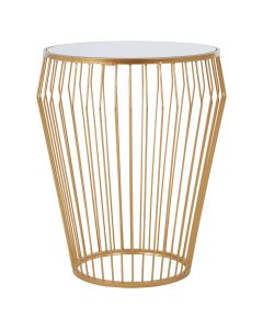 Avantis Round Mirrored Side Table With Gold Polished Frame