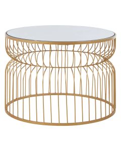 Avantis Round Mirrored Side Table With Gold Metal Frame