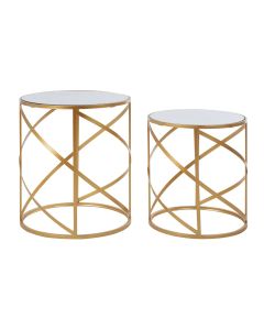 Avantis Mirrored Set Of 2 Side Tables With Loop Design Frame