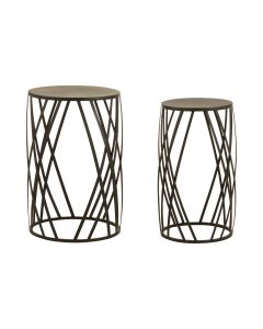Avantis Round Set Of 2 Side Tables With Gold Metal Frame