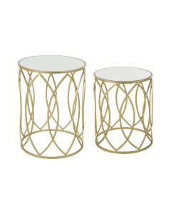 Avantis Mirrored Set Of 2 Side Tables With Champagne Frame