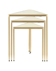 Avantis Square Mirrored Glass Set Of 2 Side Tables With Champagne Frame