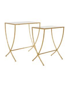 Avantis Mirrored Set Of 2 Side Tables With Bamboo Design Frame