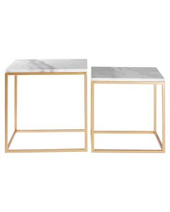 Avantis Set Of 2 Round Side Tables With Black Metal Frame