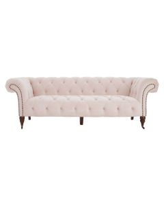 Suri Chesterfield Fabric 3 Seater Sofa In Light Pink