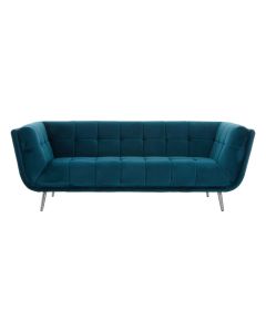 Sabine Polyester Fabric 3 Seater Sofa In Teal