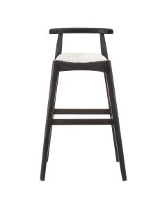 Kendari Black Teak Wood And Leather Bar Stool With White