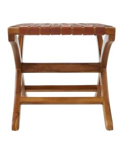 Kendari Natural Teak Wood Stool In Brown