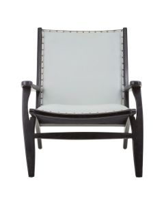 Kendari Teak Wood Bedroom Chair With Grey Leather Seat
