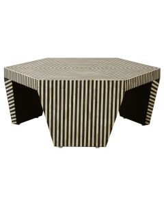 Fusion Hexagon Wooden Coffee Table In Buffalo Bone
