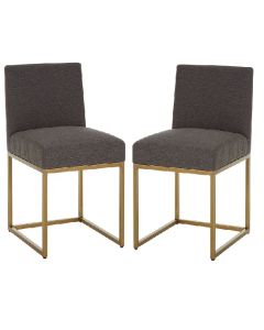 Diamond Muted Grey Fabric Dining Chairs In Pair