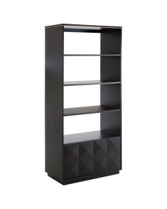 Diamond Oak Veneer Shelving Unit With 1 Drawer In Black