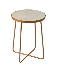 Shalimar Round Marble Top Side Table With Brass Metal Frame