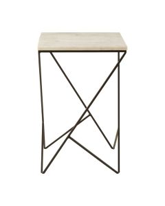 Shalimar Square Marble Top Side Table With Black Metal Frame