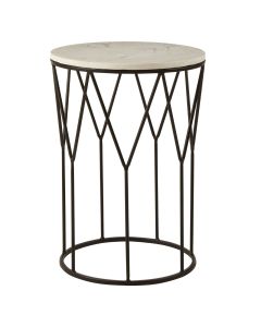 Shalimar Marble Top Side Table With Black Metal Base