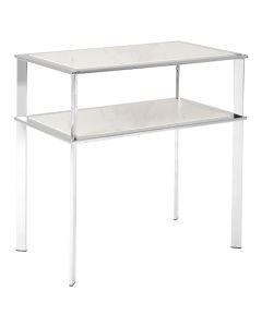 Piermount Porcelain End Table In White With Silver Stainless Steel Frame