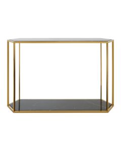 Piermount Marble Console Table In Black High Gloss