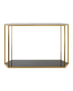 Piermount Marble Console Table In Black High Gloss