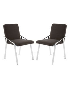 Piermount Black Fabric Dining Chairs With Stainless Steel Legs In Pair
