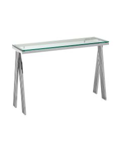Piermount Glass Console Table With Silver Metal Legs