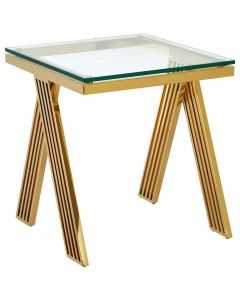 Piermount Clear Glass Side Table With Gold Stainless Steel Legs