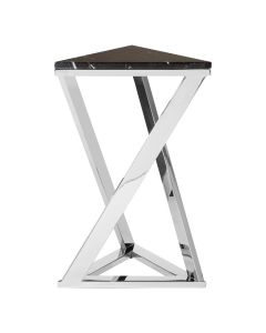 Piermount Triangular Black Marble End Table With Silver Base