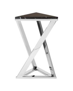 Piermount Triangular Black Marble End Table With Silver Base