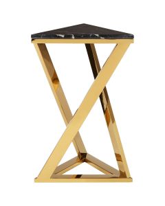 Piermount Triangular Black Marble End Table With Gold Base