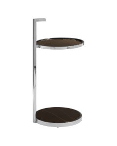 Piermount Round Black Glass End Table With Chrome Base