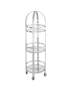 Piermount Clear Glass Shelves Drinks Trolley In Silver Frame
