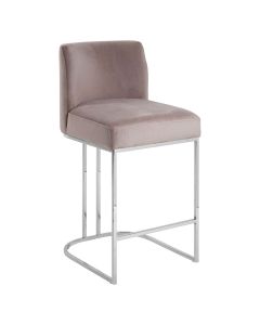 Piermount Fabric Bar Stool In Grey With Silver Stainless Steel Frame
