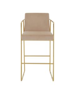 Piermount Fabric Bar Stool In Mink With Gold Stainless Steel Frame