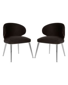 Piermount Black Fabric Dining Chair With Steel Base In Pair