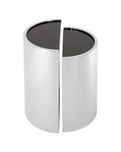Piermount Balck Glass Set Of 2 End Tables With Silver Stainless Steel Base